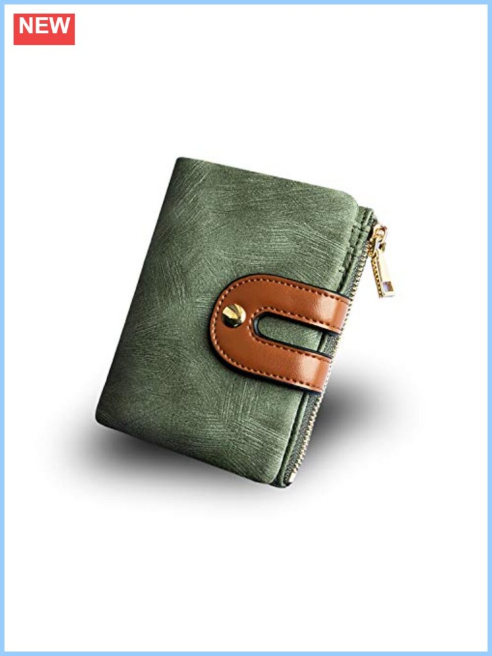 Small Bifold Leather Wallet RFID Mini Zipper Coin Purse Slim Compact